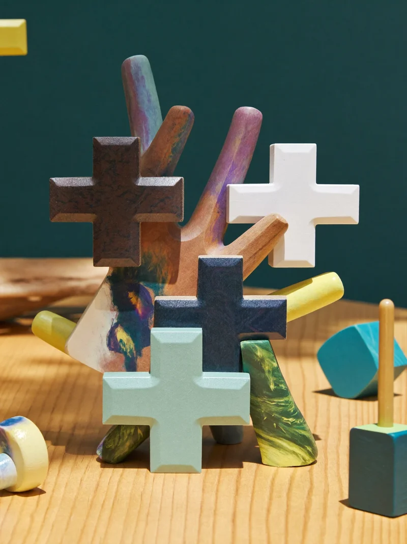Illustration eines abstrakten Holzpuzzles als Konzeptstudie