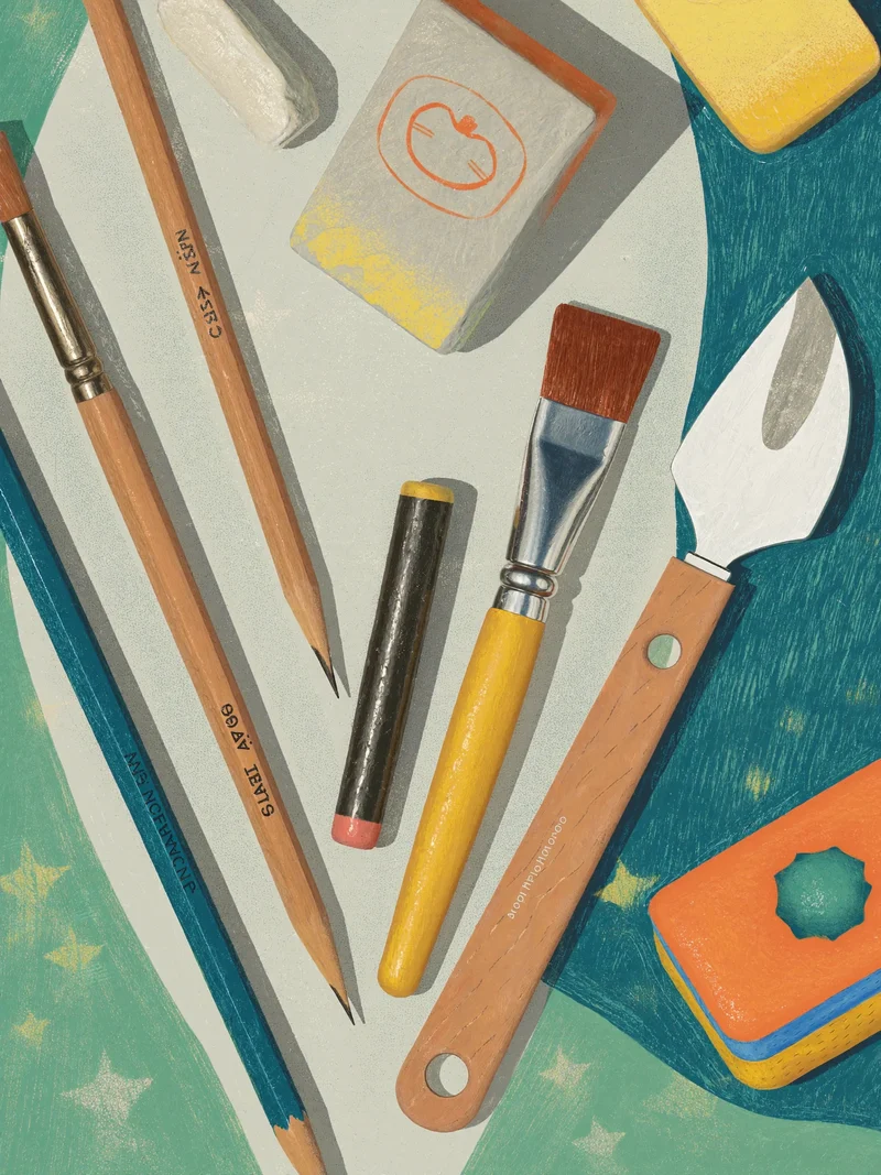 Illustration eines Skizzen-Werkzeugsets als Konzeptstudie